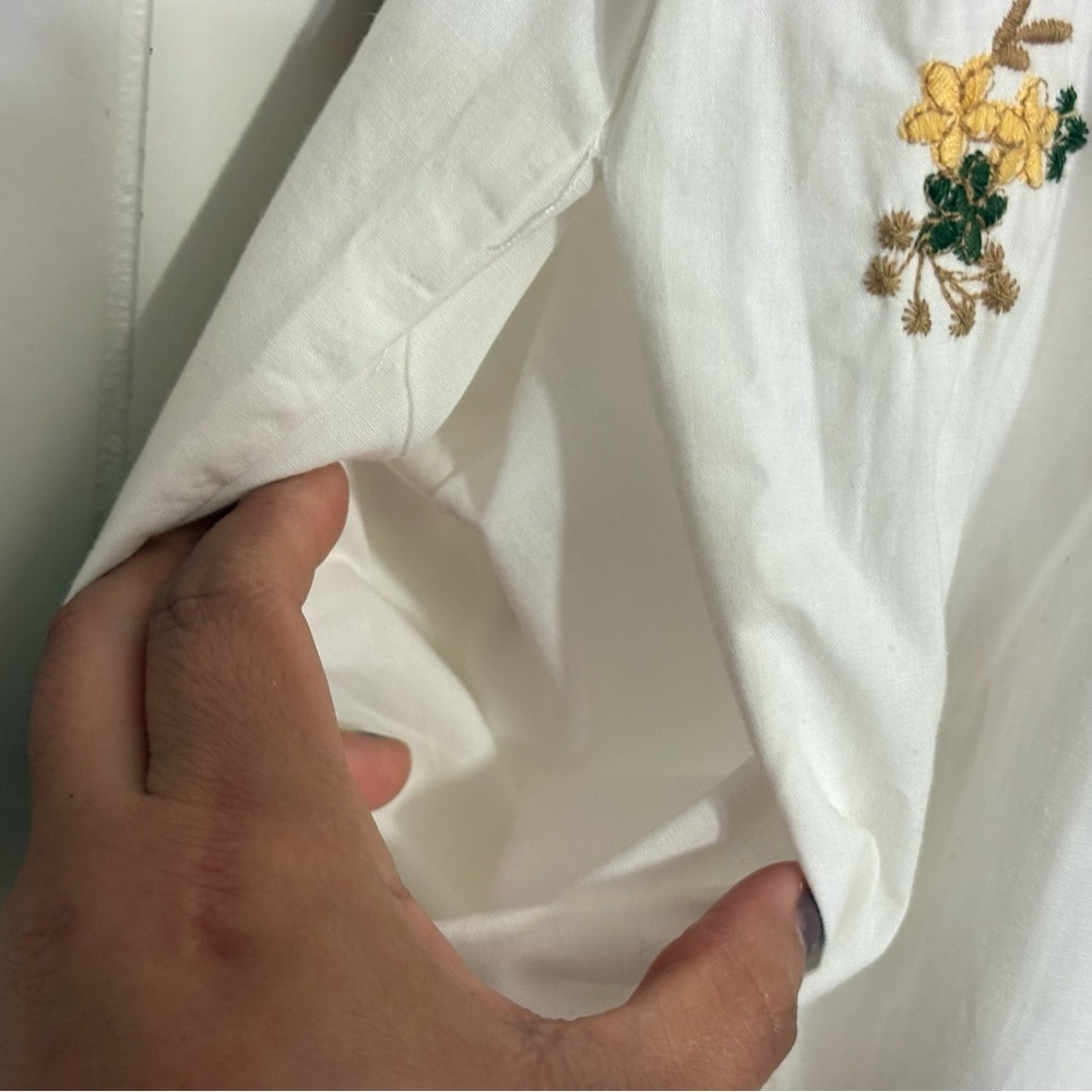 Endless Rose Puff Sleeve Milkmaid Mini Dress XS White Floral Embroidered NWT - Picture 6 of 11